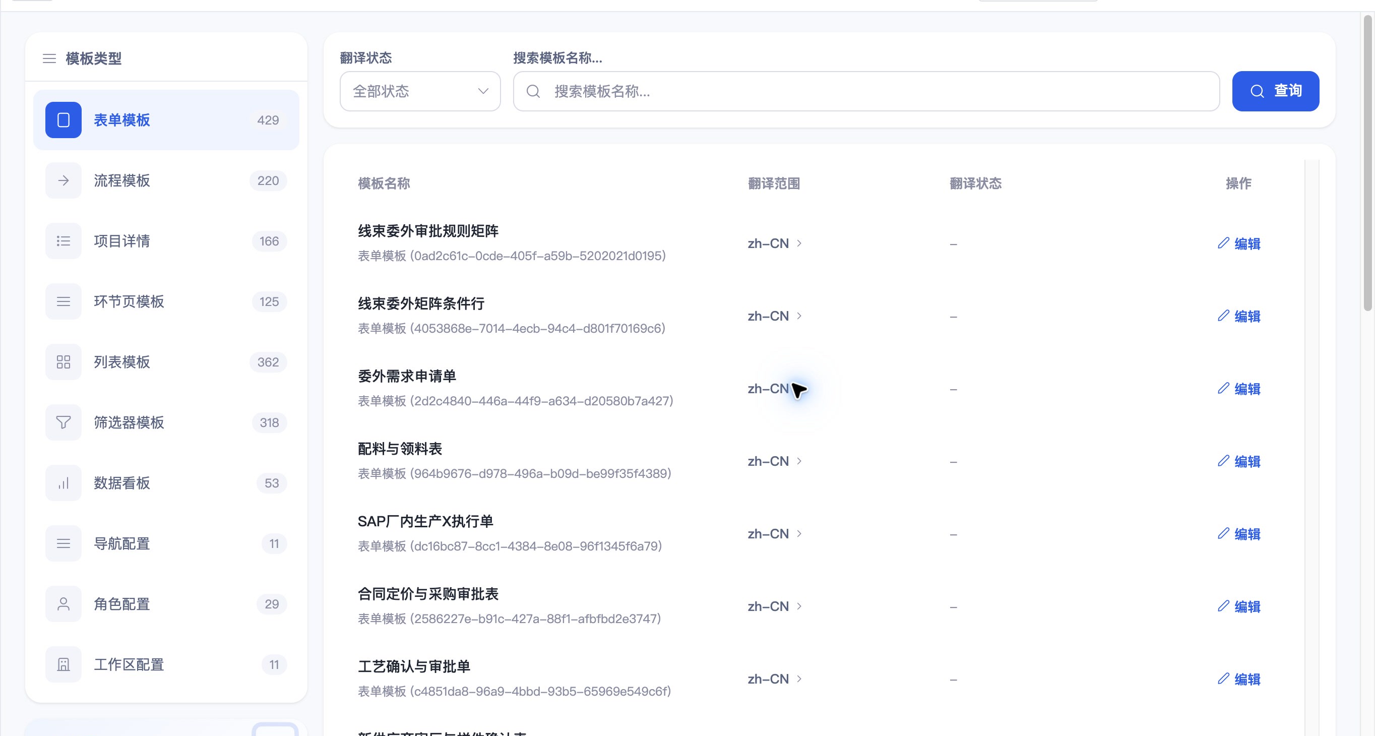 国际化管理页面